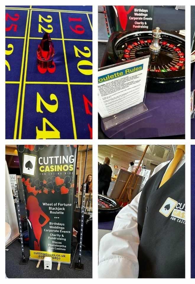 Cutting casinos, wedding entertainment, roulette wheel, black jack