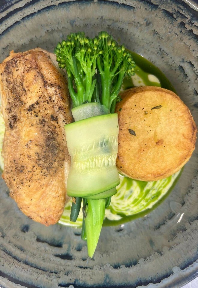 Chicken veloute fondant potato