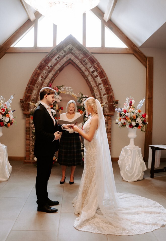 Bride and Groom exchanging rings
