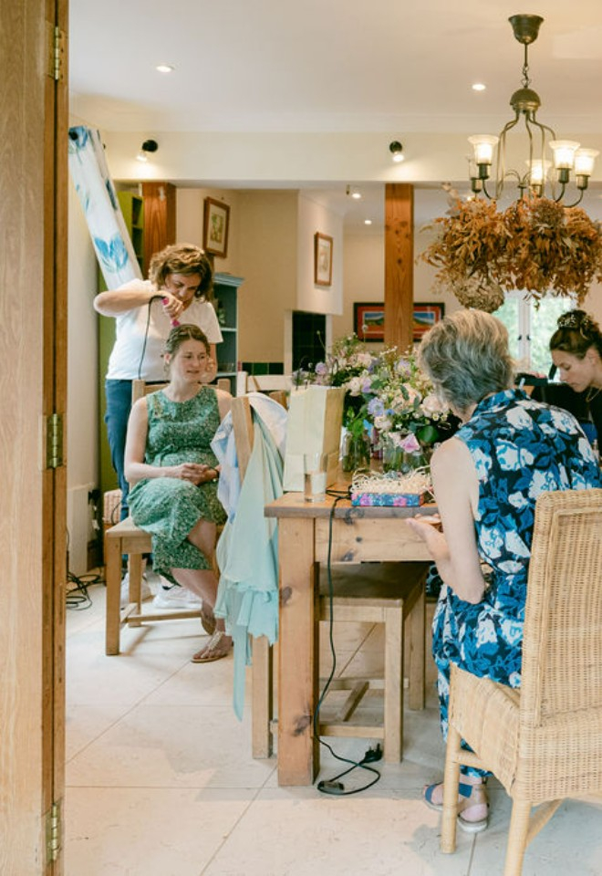 Bridal prep at Higher Holcombe wedding venue 