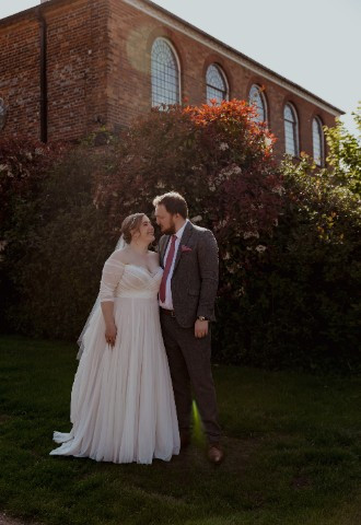Couple outside the Kings Chapel, Old Amersham