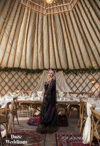 Alternative bride in 25ft event yurt at eavestone lake