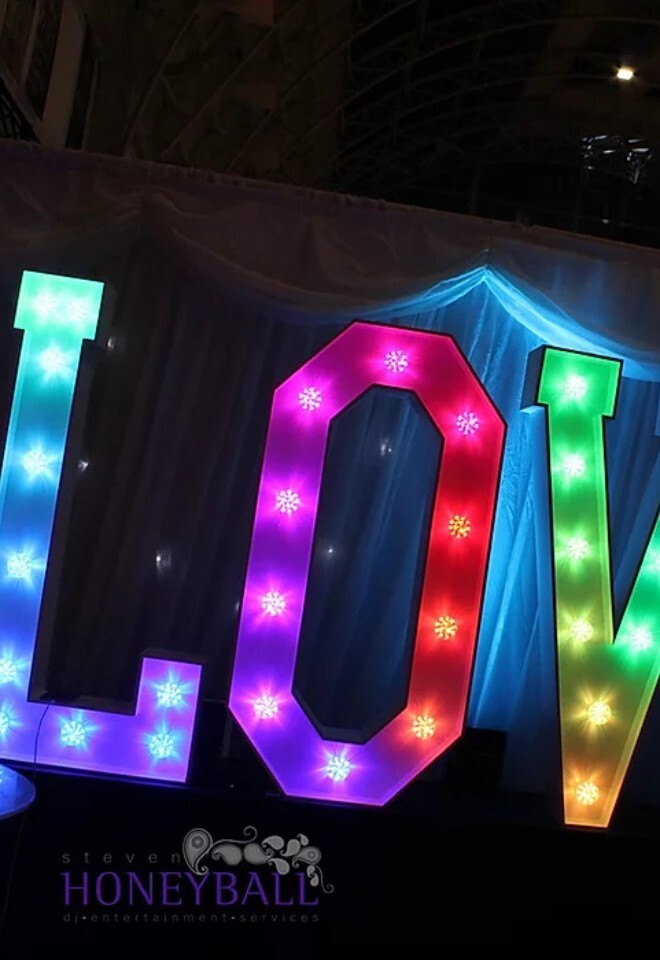 LED Love Letters for a wedding