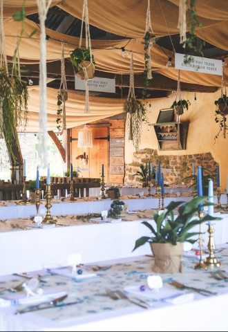 Wedding Breakfast set up at Hayne Devon