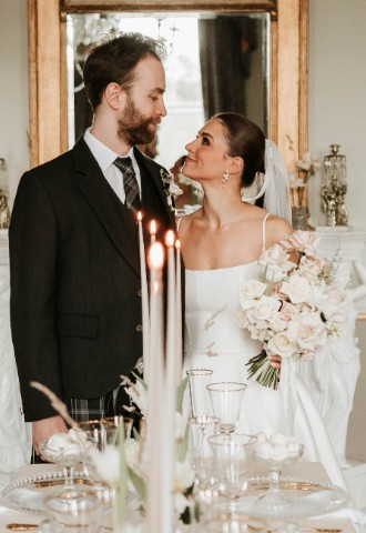 Candlelight intimate wedding at Melville Castle - a castle wedding venue near Edinburgh