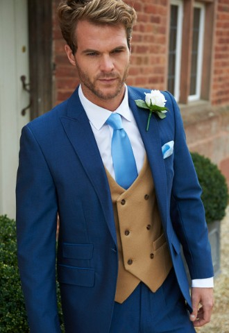 Grooms royal blue mohair lightweight suit S&W Oxford