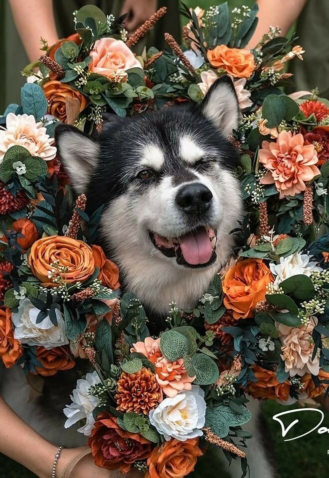 Doggie with flowers