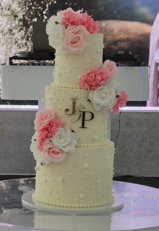 3-tier ganache wedding cake