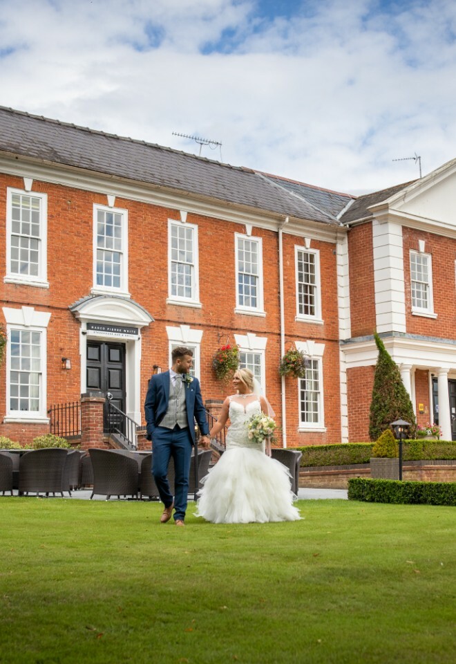 Manor Hotel Solihull Weddings Couple Exterior