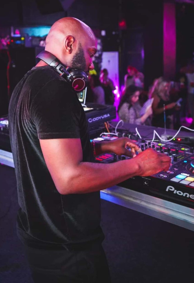 Me at the decks in the nightclub.