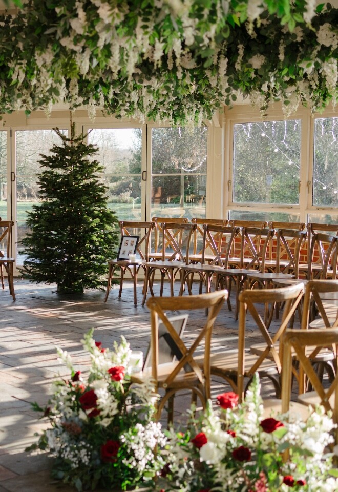 Circular Ceremony Layout in the Conservatory at The Old Mill