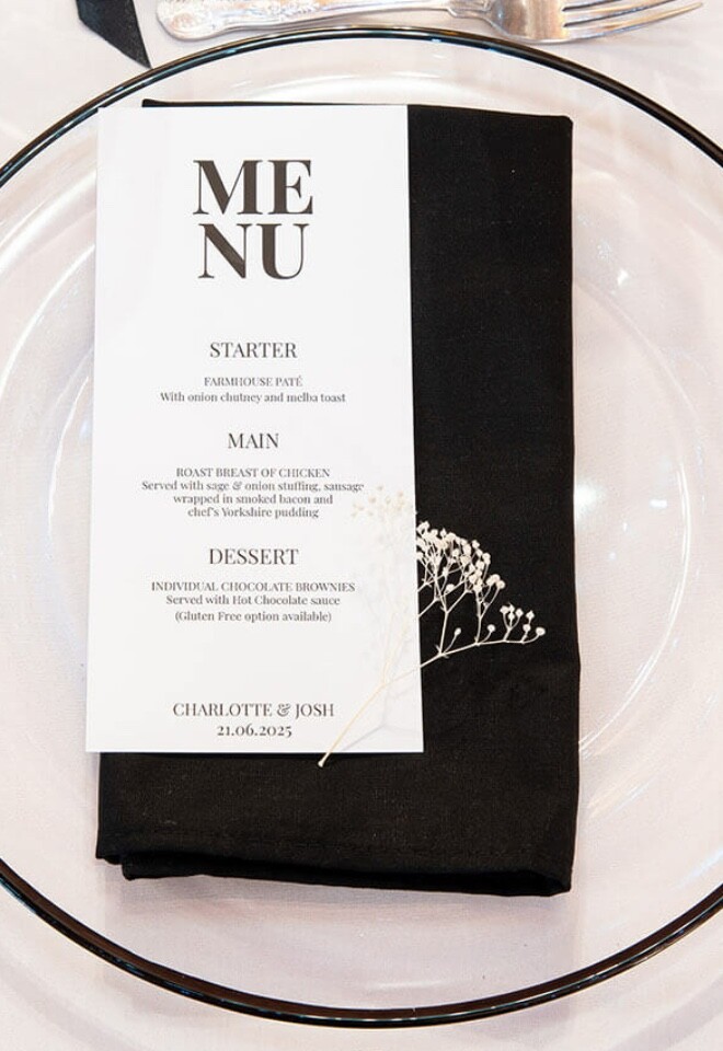 Monochrome wedding stationery by AJ Events in Oxfordshire