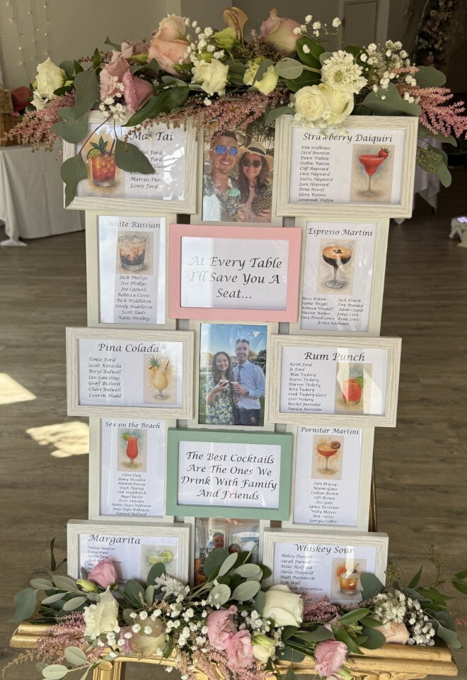 Seating Plan Flowers Manor By The Lake cotswold blooms 