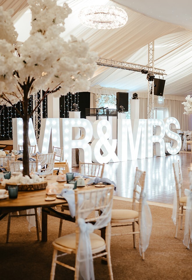 Winter wonderland Applewood Hall wedding set up