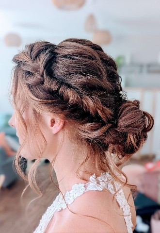 Soft romantic braided updo