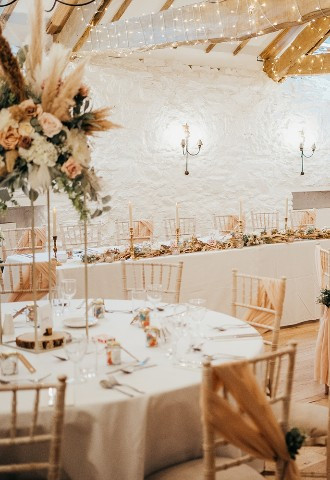 Wedding reception set up at Bickley Mill Inn, Devon