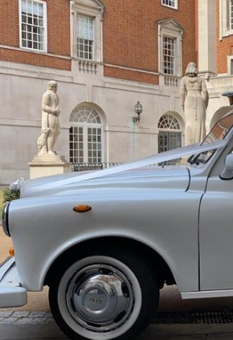white taxi wedding car hire