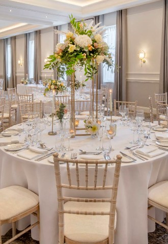 Horwood House Wedding Venue in Buckinghamshire, set up in neutral colours
