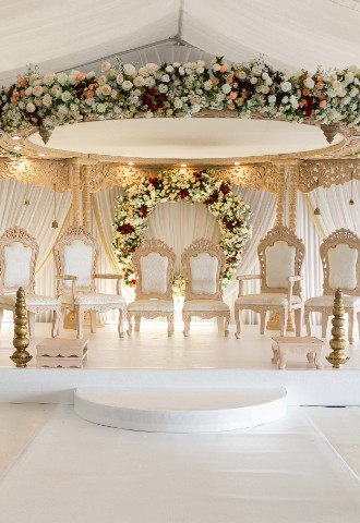 A mandap set up in the Whimbrel Marquee