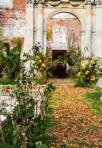 Natural out door wedding floral aisle decor by make it special events