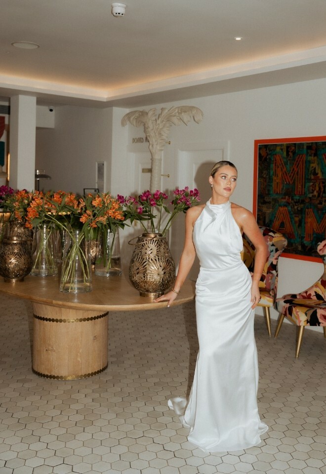 elegant weddings with bride in the reception of The Nici Hotel bournemouth