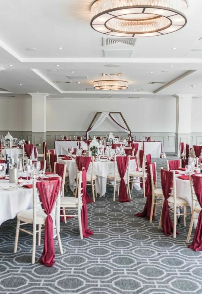 A wedding breakfast set up in the Terrace Suite in the Mansion House.