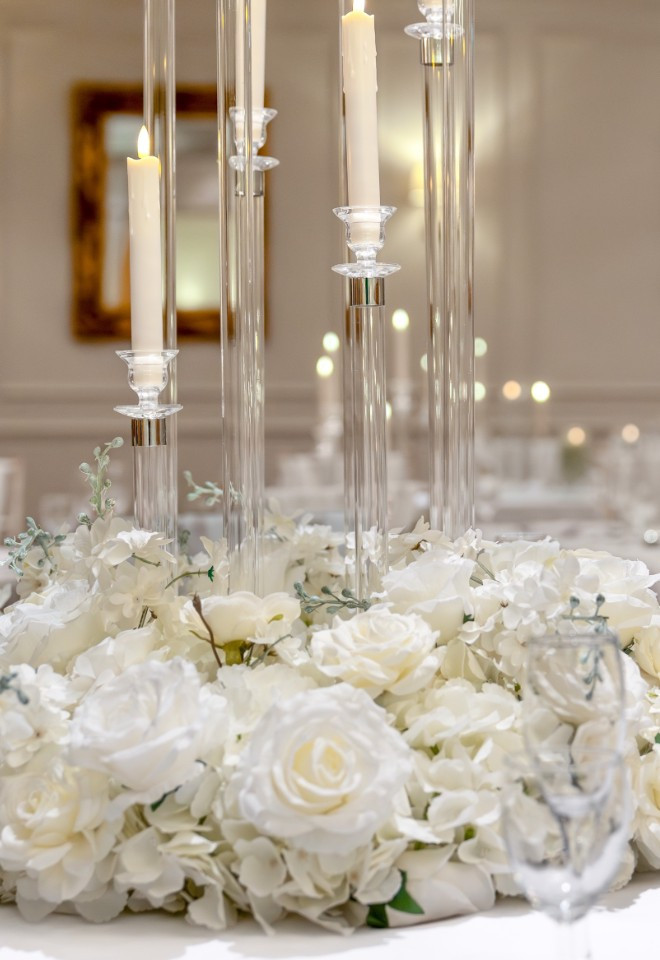A white wedding set up at The Grand Hotel in Sunderland