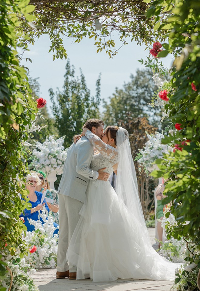 outside wedding garden barn wedding