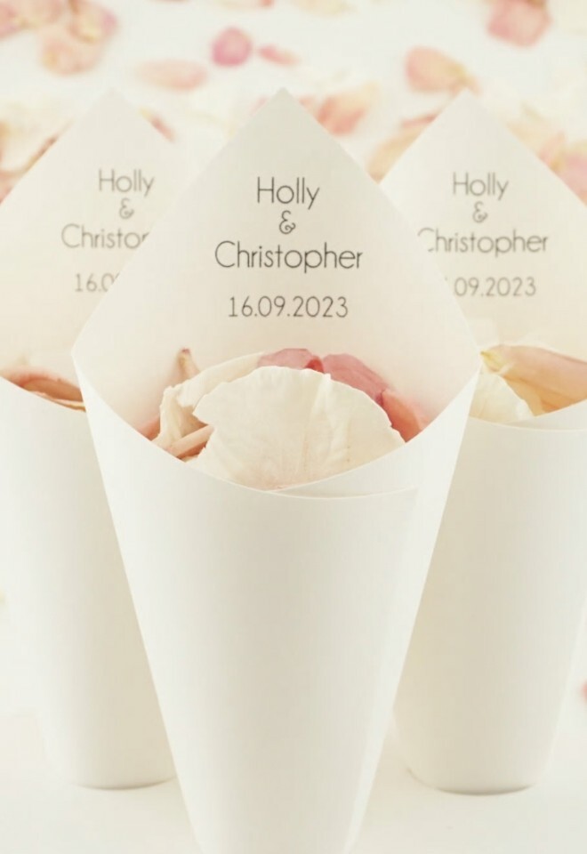 The Dried Petal Companys Handcrafted Wedding Confetti Cones Personalised Simplicity