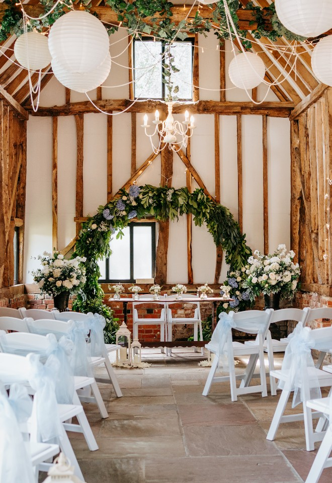 Wedding reception in the barn at High House Weddings in Essex