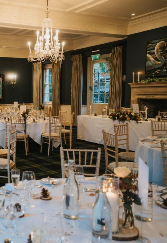 Wedding breakfast with round tables