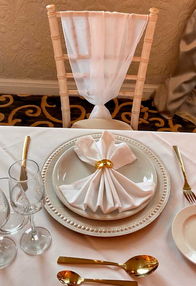 Wedding Place Setting in our Oscars suite. The Royal Bath Hotel is a historic venue which boasts almost 200 years of history. We will bring a timeless first-class method to your reception set-up.