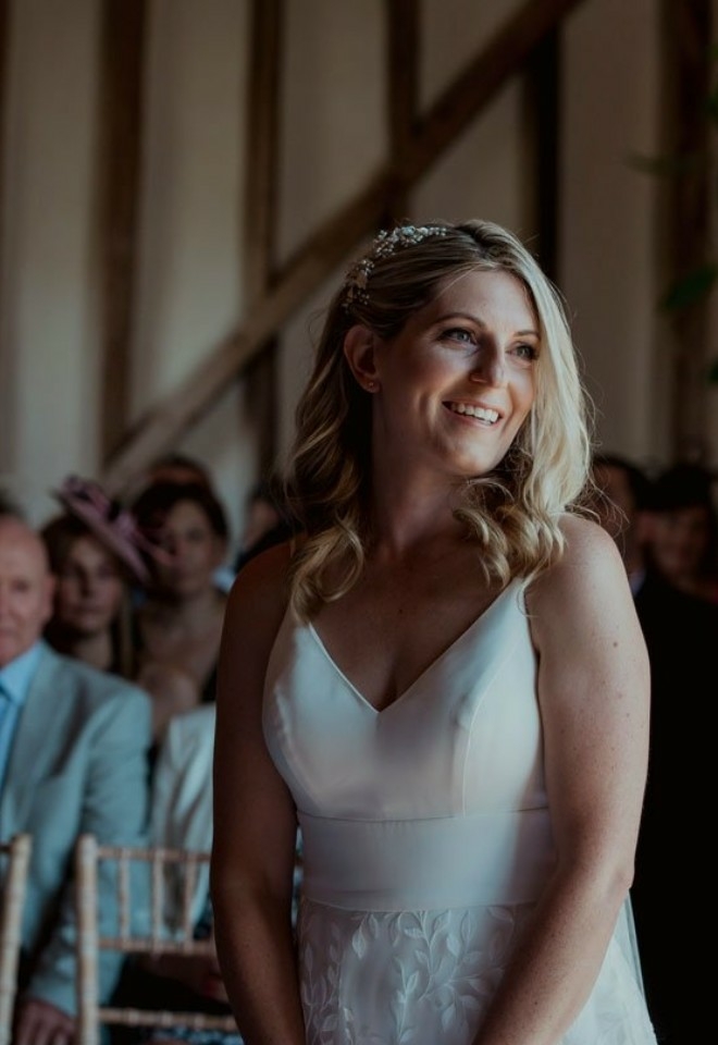 Bride and groom barn wedding
