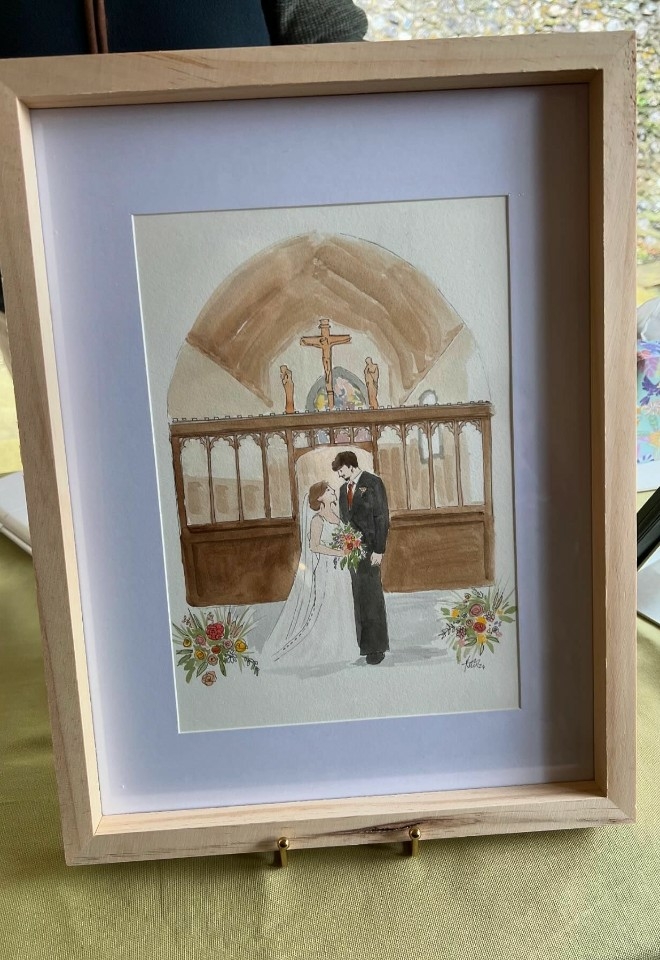Ceremony illustration for weddings, live illustrator oxfordshire