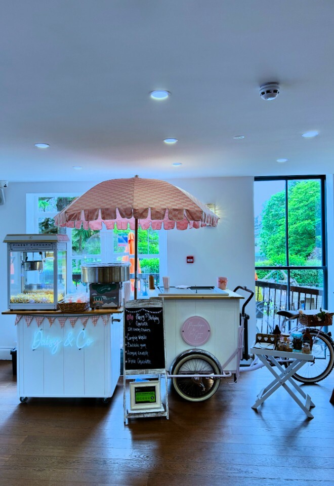 Penelope our ice cream tricycle with our popcorn and candy floss package