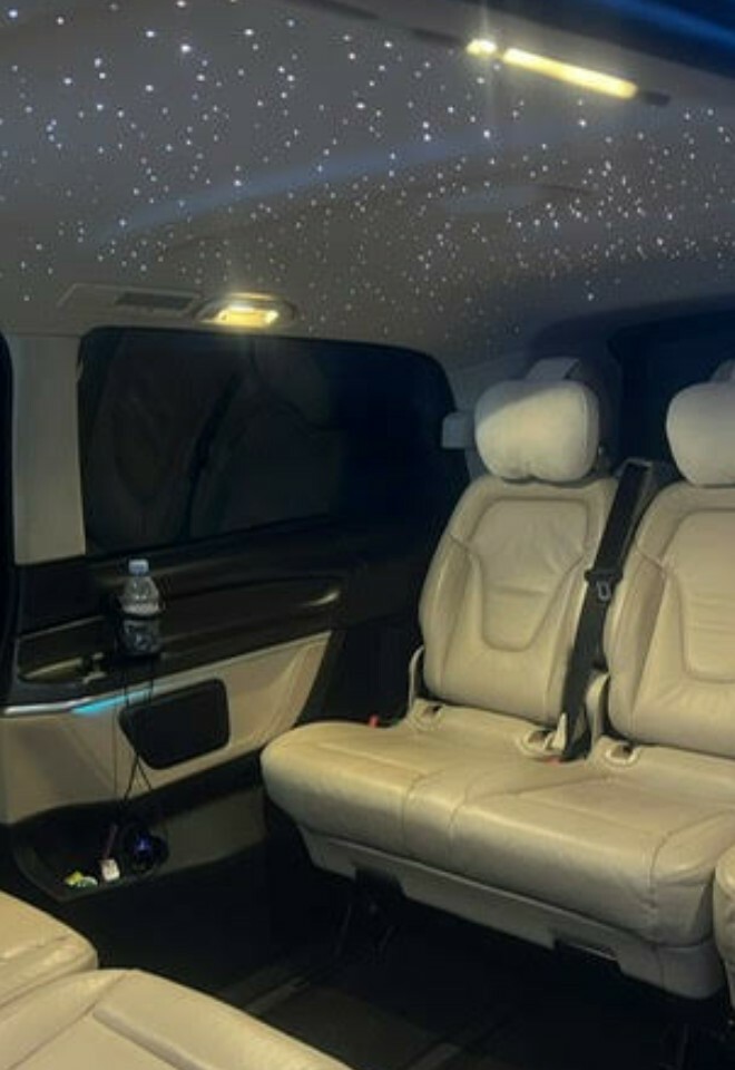 Interior with  starlights  V Class Mercedes - 7 SEATER