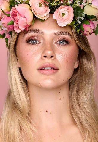 Pink smokey eye soft glam glowing makeup