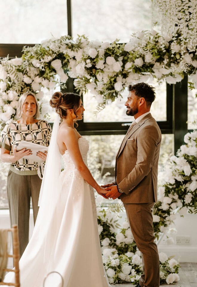 bride and groom saying their vows