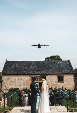 Fly past for wedding day Upcote Barn