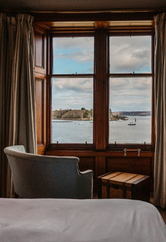 Boutique bedroom with loch views