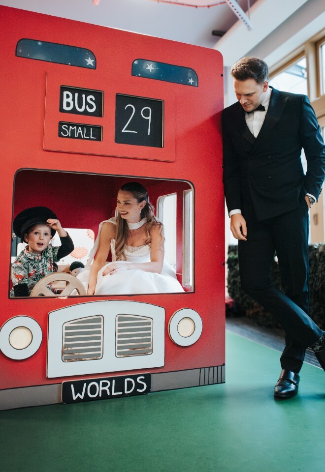 Fun, family-friendly Wedding Venue with Interactive Red Bus Play Area
