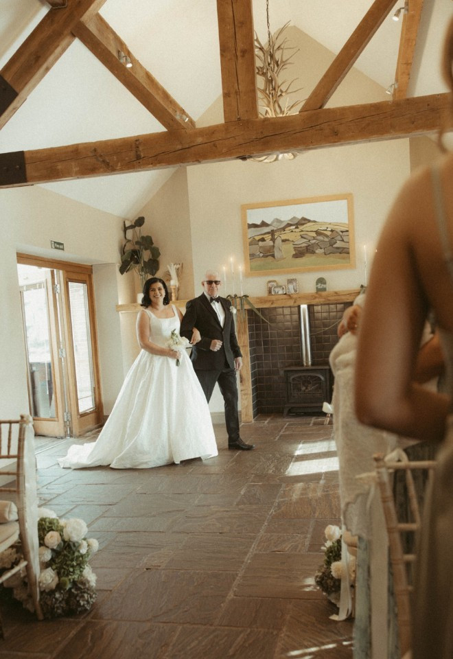 A beautiful bridal entrance in our intimate ceremony room