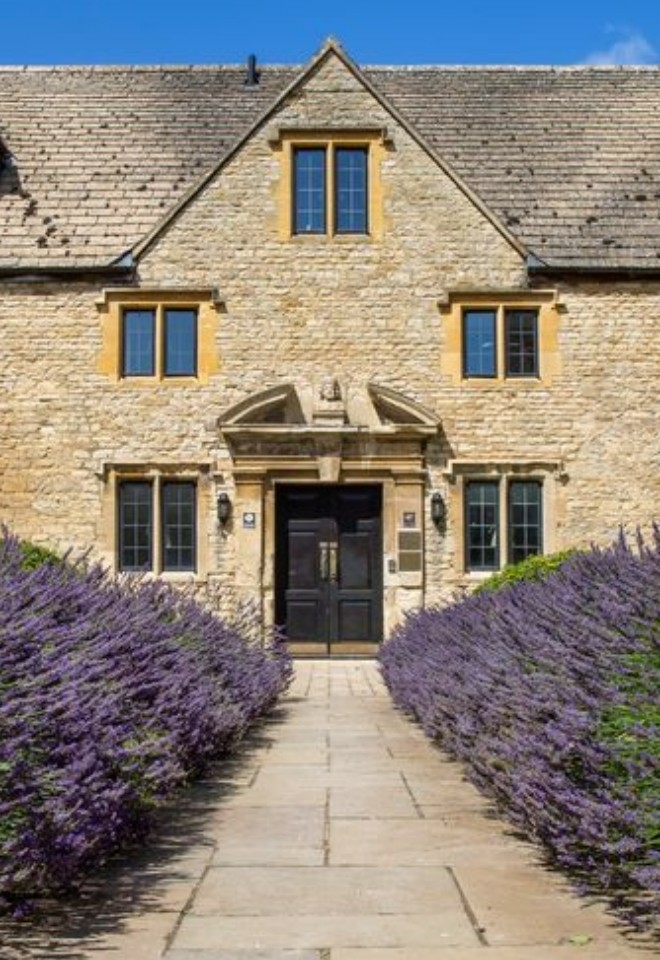 close up coach house lavender path