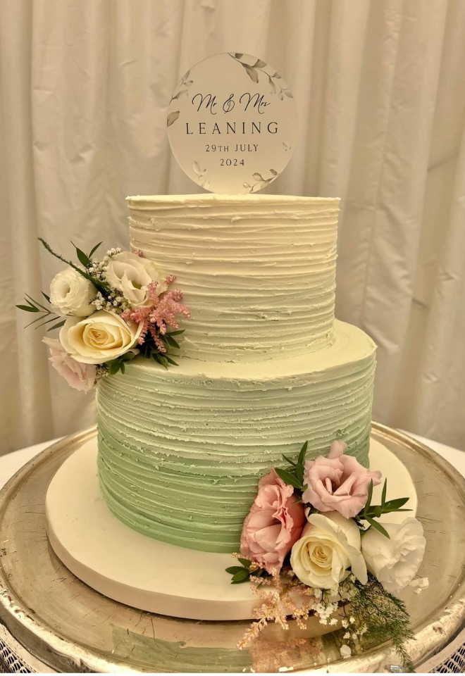 Ombre shaded buttercream wedding cake