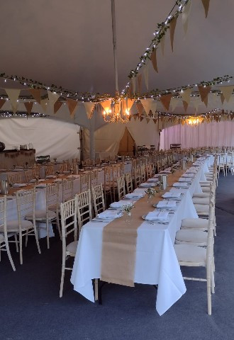 Marquee wedding reception set up, Brightwell Marquees, Oxfordshire