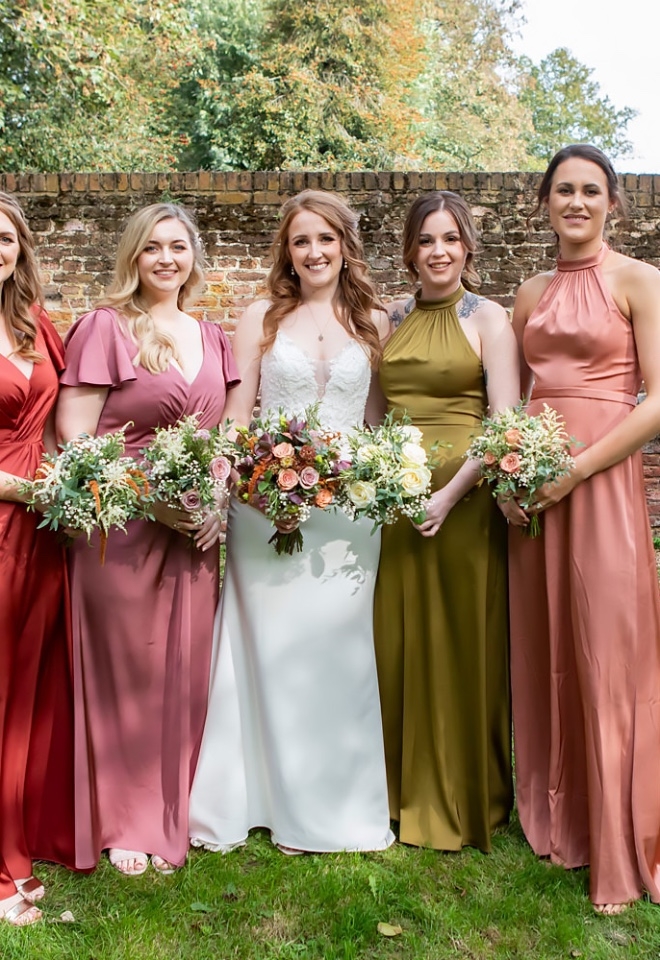Bride and Bridesmaids in autumn colours