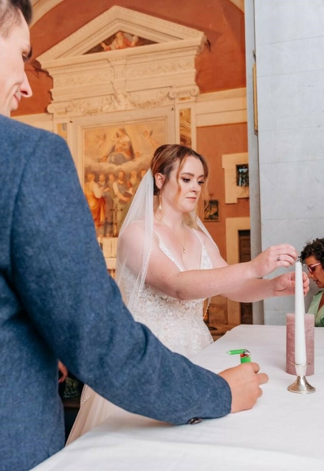 Unity candle ritual for British couple