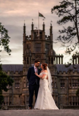 Bride and groom at Margam Orangery, Neath Port Talbot, South Wales