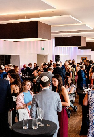 Drinks reception with views of the City of London