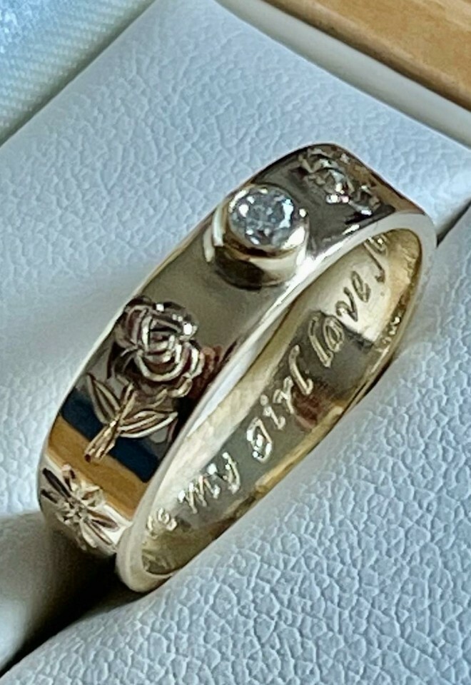 engraved diamond ring